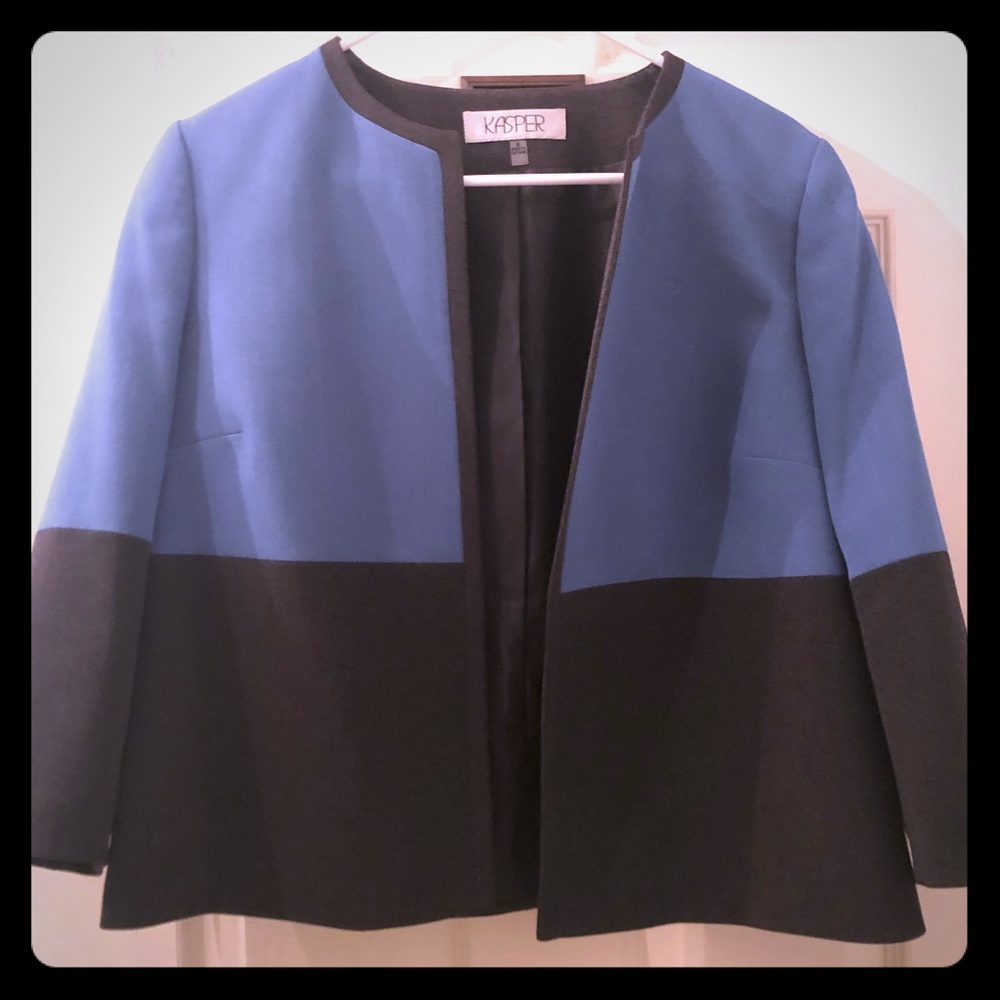 Kasper Blazer blue and charcoal gray blazer EUC